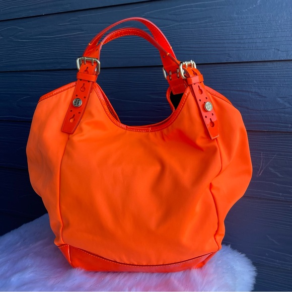 Authentic GIVENCHY Nylon Handbag Neon Shoulder Bag Top Handle Oversized Tote - Picture 1 of 12